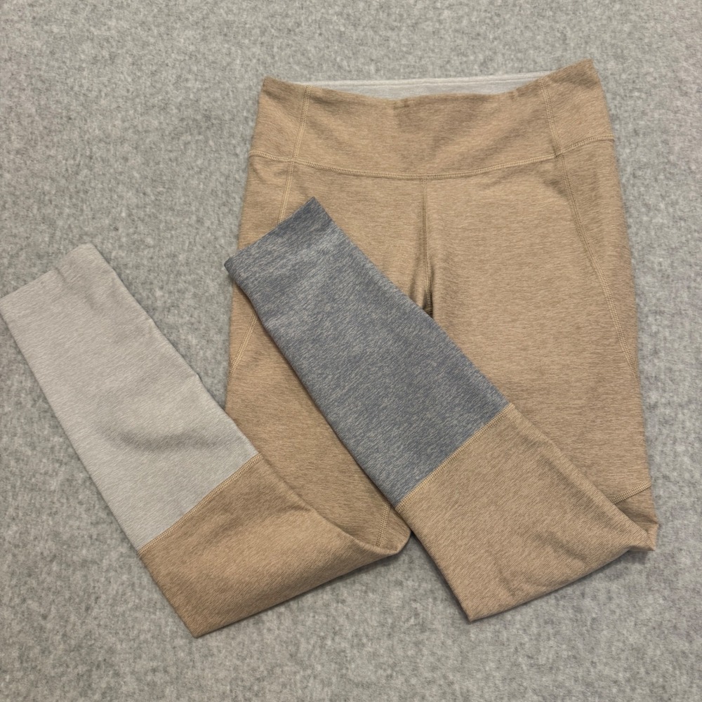 Outdoor Voices Warmup Leggings Tan Grey Blue Colorblock Small Activewear